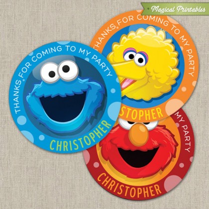 Sesame Street Printable Birthday Favor Tag Labels